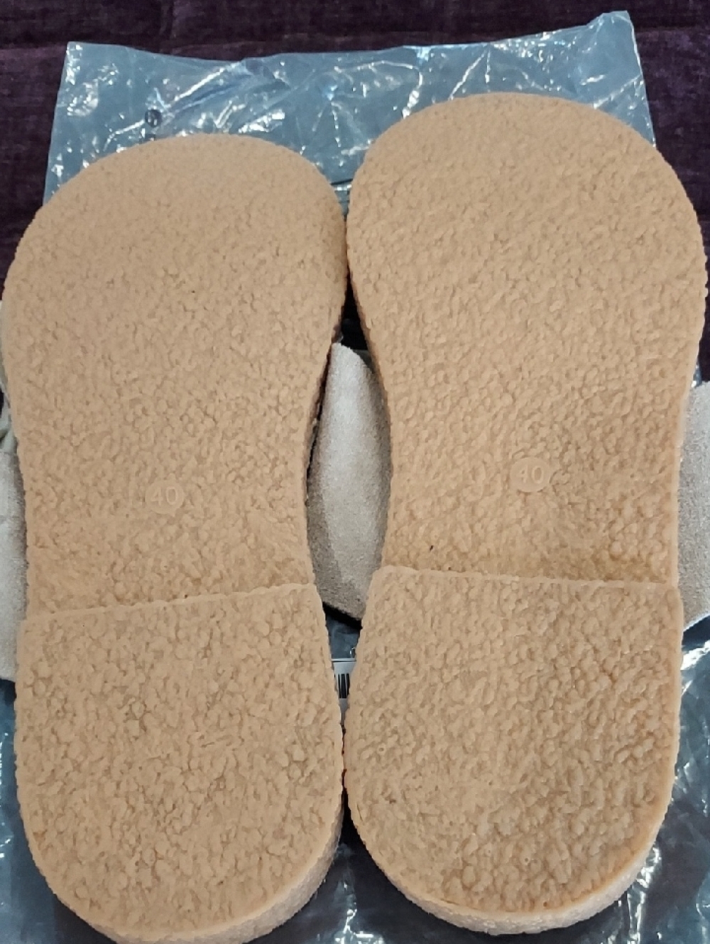 Women's Beige Ruffle Slide Sandals - Picture 2 of 3
